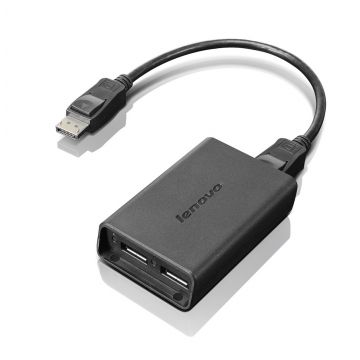 Lenovo DisplayPort to Dual-DisplayPort Monitor Cable USB-kabel USB A Zwart