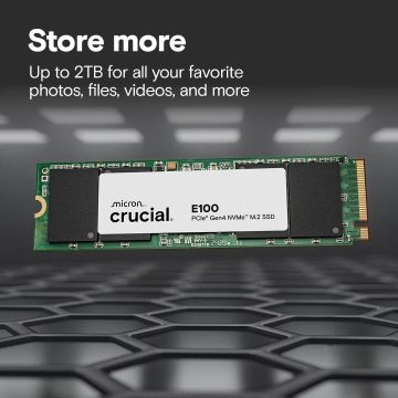Micron Crucial E100 - SSD - 480 GB - internal - M.2 2280 - PCIe 4.0 x4 (NVMe) (CT480E100SSD8) thumbnail