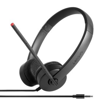Lenovo Stereo Analog Headset Bedraad Hoofdband Kantoor/callcenter Zwart (4XD0K25030) thumbnail