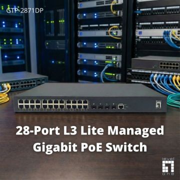 LevelOne PoE+Switch 24xGE PoE/4x10GSFP+ 440W 19 Managed L3 (GTP-2871DP) thumbnail