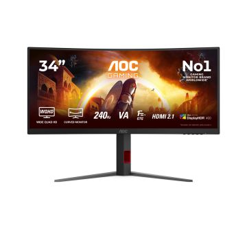 AOC G4 CU34G4Z computer monitor 86,4 cm (34") 3440 x 1440 Pixels Wide Quad HD LED Zwart, Rood (CU34G4Z) thumbnail
