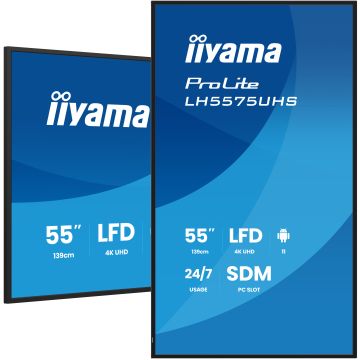 iiyama LH5575UHS-B2AG beeldkrant Digitale signage flatscreen 138,7 cm (54.6") LCD Wifi 500 cd/m² 4K Ultra HD Zwart Type processor Android 11 24/7 (LH5575UHS-B2AG) thumbnail