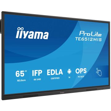 iiyama TE6512MIS-B4AG beeldkrant Kiosk-ontwerp 165,1 cm (65") LCD Wifi 400 cd/m² 4K Ultra HD Zwart Touchscreen Type processor Android 24/7 (TE6512MIS-B4AG) thumbnail