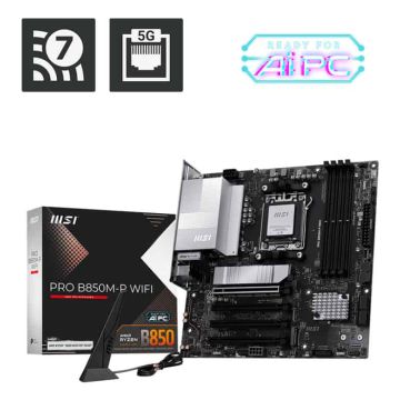 MSI PRO B850M-P WIFI moederbord AMD B850 Socket AM5 micro ATX (7E71-001R) thumbnail