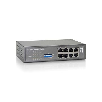 LevelOne FEP-0800 netwerk-switch Fast Ethernet (10/100) Power over Ethernet (PoE) Zwart, Grijs (FEP-0800) thumbnail