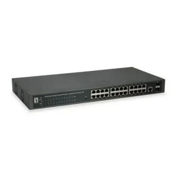 LevelOne PoE+Switch 24xGE PoE/2xSFP 370W 19WebSmart managed (GEP-2652) thumbnail