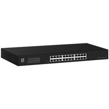LevelOne Switch 24x GE GEU-2431 19\" Rack Mount Kit Unmanaged Gigabit Ethernet (10/100/1000) 1U Zwart (GEU-2431) thumbnail