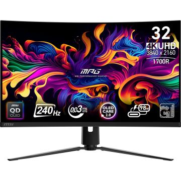 MSI MPG 321CURX QD-OLED computer monitor 80 cm (31.5") 3840 x 2160 Pixels 4K Ultra HD Zwart (9S6-3DD64T-001) thumbnail