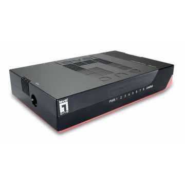 LevelOne GSW-0807 netwerk-switch Unmanaged Gigabit Ethernet (10/100/1000) Zwart, Rood (53015003701) thumbnail
