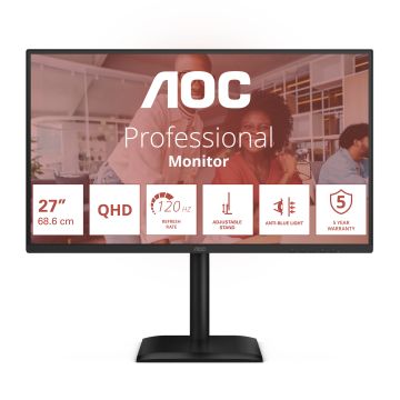AOC E4 Q27E4U computer monitor 68,6 cm (27") 2560 x 1440 Pixels Quad HD LED Zwart (Q27E4U) thumbnail