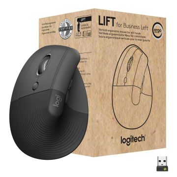 Logitech Lift for Business muis Linkshandig RF-draadloos + Bluetooth Optisch 4000 DPI (910-006495) thumbnail