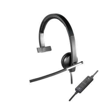 Logitech H650e Headset Bedraad Hoofdband Kantoor/callcenter USB Type-A Zwart, Zilver (981-000514) thumbnail