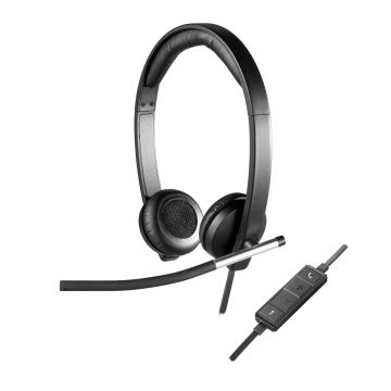 Logitech H650e Headset Bedraad Hoofdband Kantoor/callcenter USB Type-A Zwart, Zilver (981-000519) thumbnail