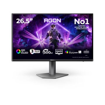 AOC AGON PRO AG276QKD2 computer monitor 67,3 cm (26.5") 2560 x 1440 Pixels Quad HD QD-OLED Zwart, Grijs (AG276QKD2) thumbnail