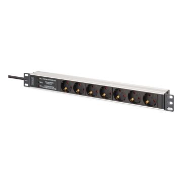 DIGITUS Steckdosenleiste 7-fach 19 Alu. 1HE 2m schwarz (DN-95441) thumbnail