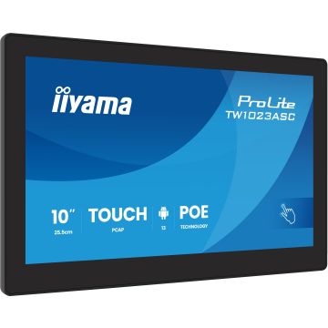 iiyama TW1023ASC-B3P beeldkrant Kiosk-ontwerp 25,6 cm (10.1") Wifi 385 cd/m² WXGA Zwart Touchscreen Type processor Android 24/7 (TW1023ASC-B3P) thumbnail