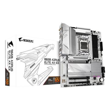 GIGABYTE B650 AORUS ELITE AX ICE moederbord AMD B650 Socket AM5 ATX (B650 A ELITE AX ICE) thumbnail