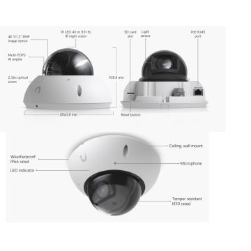 Ubiquiti UniFi Protect G6 Pro Dome (White) (UVC-G6-PRO-DOME-W) thumbnail