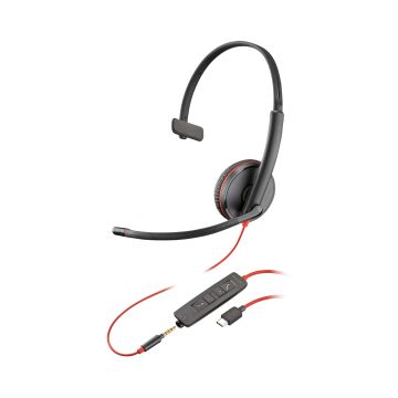 HP Poly Poly Blackwire C3215 Monaural Headset + draagetui (80S05AA) thumbnail