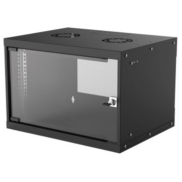 Intellinet 19" netwerkkast wand (basic), 6U, 400 mm diep, zwart, bouwpakket, max. 50 kg, bruikbare diepte 340 mm, glazen deur, montagemateriaal niet inbegrepen (714143) thumbnail