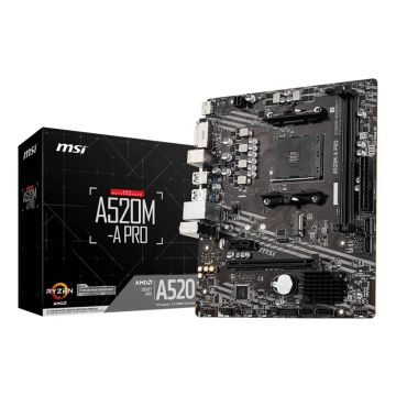 MSI A520M-A PRO moederbord AMD A520 Socket AM4 micro ATX (7C96-001R) thumbnail