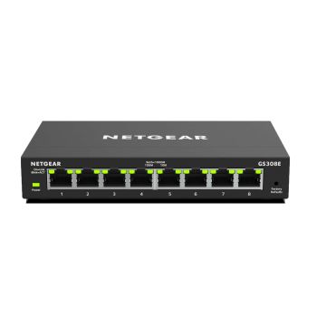 NETGEAR GS308E Managed Gigabit Ethernet (10/100/1000) Zwart (GS308E-100PES) thumbnail