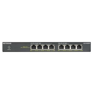 NETGEAR GS308PP Unmanaged Gigabit Ethernet (10/100/1000) Power over Ethernet (PoE) Zwart (GS308PP-100EUS) thumbnail