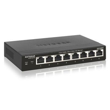 NETGEAR GS308T Managed L2 Gigabit Ethernet (10/100/1000) Zwart (GS308T-100PES) thumbnail