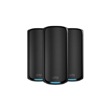 NETGEAR Orbi 970 Series Quad-Band WiFi 7, 3-Pack Quad-band (2.4 GHz / 5 GHz-1 / 5 GHz-2 / 6 GHz) Wi-Fi 6 (802.11ax) Zwart Intern (RBE973SB-100EUS) thumbnail