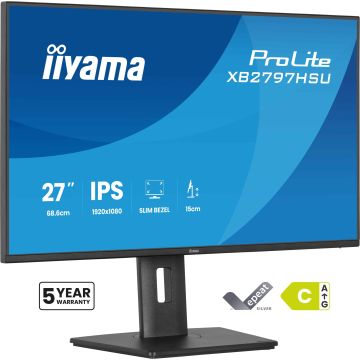 iiyama ProLite XB2797HSU-B1 computer monitor 68,6 cm (27") 1920 x 1080 Pixels Full HD LED Zwart (XB2797HSU-B1) thumbnail