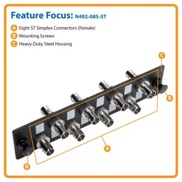 Eaton Tripp Lite Serie hochdichtes Glasfaser-Adapterpanel (MMF/SMF) (N492-08S-ST) thumbnail