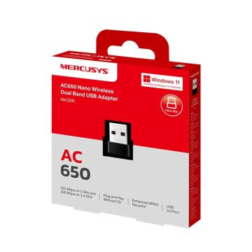 TP-Link MA20N Mercusys AC650 Nano Wi-Fi USB Adapter (MA20N) thumbnail