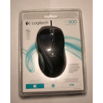 Logitech Corded Mouse M500 Mouse Office right USB Type-A Laser 1000 DPI (910-003725) thumbnail