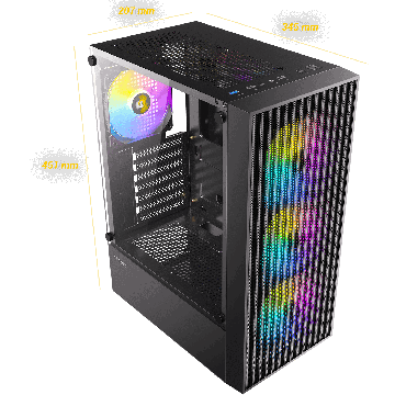 Antec AX27 RGB Elite Mid Tower Gaming Bl - Midi/Minitower (0-761345-10205-6) (0-761345-10205-6) thumbnail