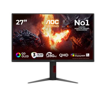 AOC G4 Q27G4ZD computer monitor 67,3 cm (26.5") 2560 x 1440 Pixels Quad HD QD-OLED Zwart, Rood (Q27G4ZD) thumbnail