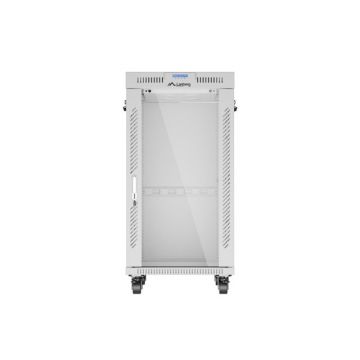 LANBERG 19/22U 600x800 grey LCD flat pack glass door V2 rack cabinet (FF01-6822-12SL) thumbnail