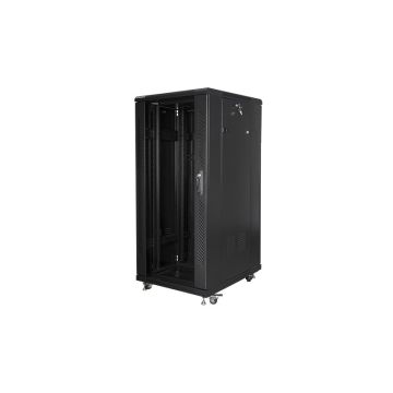Lanberg rack FF01-6827-12B (27U 19 1390mm / 600mm / 800 mm Standing Solid, Glass 800 kg black) (FF01-6827-12B) thumbnail