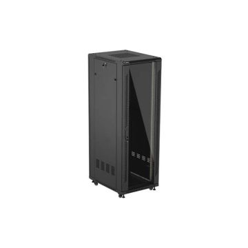 Lanberg FF01-6837-12B - Free-standing rack - 37U - 800 kg - Lock - Shelving rails - Adjustable feet (FF01-6837-12B) thumbnail