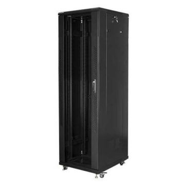 LANBERG free standing rack 19inch cabinet 42U 600x800 glass door LCD flat pack black (FF01-6842-12BL) thumbnail