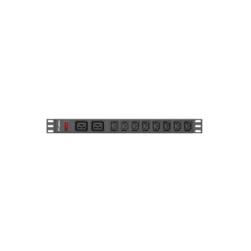 LANBERG 19 PDU-Steckdosenleiste 1U 2xC19 8xIEC C13,C20 16A (PDU-02I1908I-0200-C20-BK) thumbnail