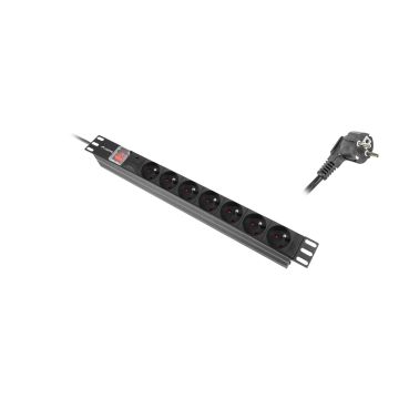 Lanberg *L.zasil.rack PDU 1U 16A 2m 6 gn. PDU- (PDU-06E-0200-BK) thumbnail