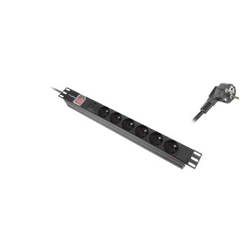 LANBERG Steckdosenleiste 2m 6x Schuko +Schalter 19 C14 sw (PDU-06F-0200-IEC-BK) thumbnail