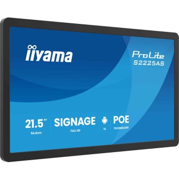 iiyama ProLite S2225AS-B1P Digitale signage flatscreen 54,6 cm (21.5") LCD Wifi 500 cd/m² Full HD Zwart Type processor Android 24/7 (S2225AS-B1P) thumbnail