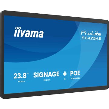 iiyama ProLite S2425AS-B1P Digitale signage flatscreen 60,5 cm (23.8") LCD Wifi 500 cd/m² Full HD Zwart Type processor Android 24/7 (S2425AS-B1P) thumbnail