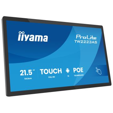 iiyama TW2223AS-B3P beeldkrant Interactief flatscreen 54,6 cm (21.5") Wifi 450 cd/m² Full HD Zwart Touchscreen Type processor Android 24/7 (TW2223AS-B3P) thumbnail
