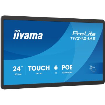 iiyama TW2424AS-B3P beeldkrant Interactief flatscreen 60,5 cm (23.8") Wifi 450 cd/m² Full HD Zwart Touchscreen Type processor Android 24/7 (TW2424AS-B3P) thumbnail