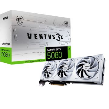 MSI VENTUS GEFORCE RTX 5080 16G 3X OC WHITE videokaart NVIDIA 16 GB GDDR7 (GEFORCE RTX 5080 16G VENTUS 3X OC WHITE) thumbnail