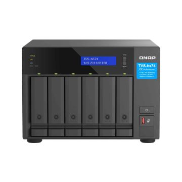 QNAP TVS-H674 NAS Tower Intel® Core™ i5 i5-12400 32 GB DDR4 0 TB QuTS hero Zwart (TVS-H674-I5-32G) thumbnail