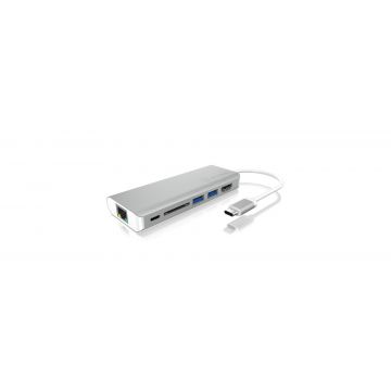 ICY BOX IB-DK4034-CPD Bedraad USB 3.2 Gen 1 (3.1 Gen 1) Type-C Zilver, Wit