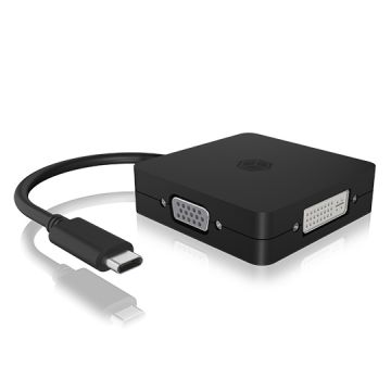 ICY BOX IB-DK1104-C 0,15 m USB Type-C DVI + VGA + DisplayPort + HDMI Zwart
